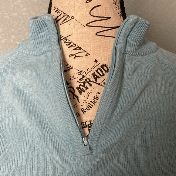 Draper’s and Damon’s Petite Chenille Quarter-zip Sweater ~ Size PXL ~ Baby Blue - Picture 4 of 7